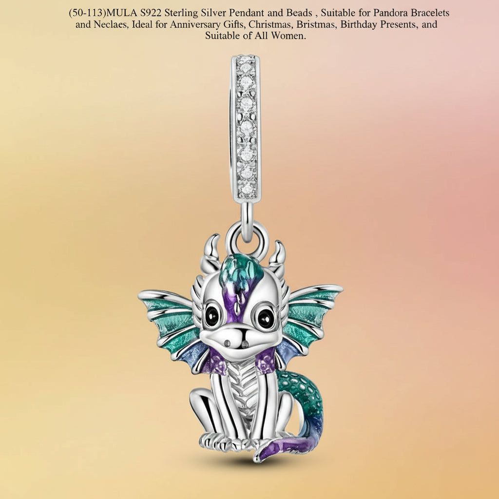 (50-113)MULA S925 Sterling Silver Pendant and Beads , Suitable for Pandora Bracelets and Necklaces, Ideal for Anniversary Gifts, Christmas, Birthday Presents, and Suitable for All Women.