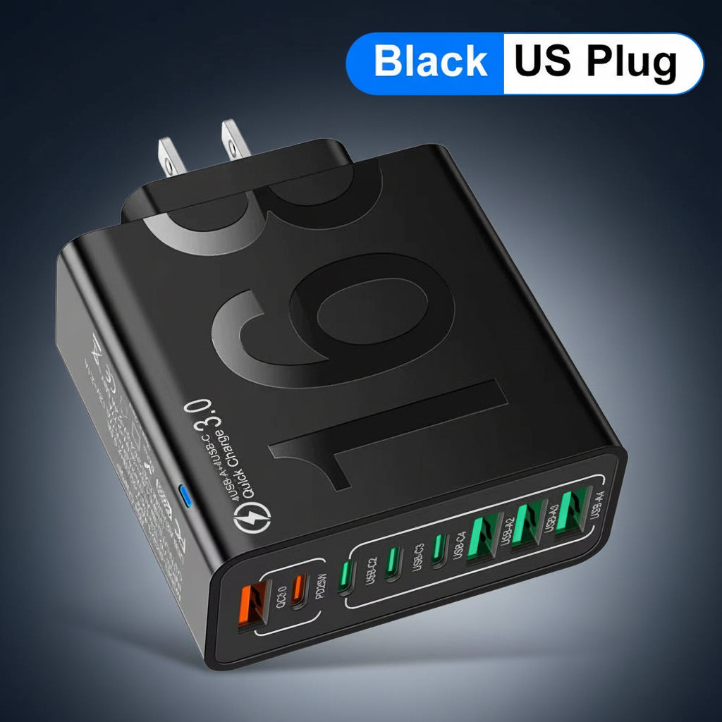 150W Multi Ports USB Charger Fast Charging Wall Adapter for Xiaomi Iphone Samsung Huawei PD Type C Travel Charger EU/US/KR Plug