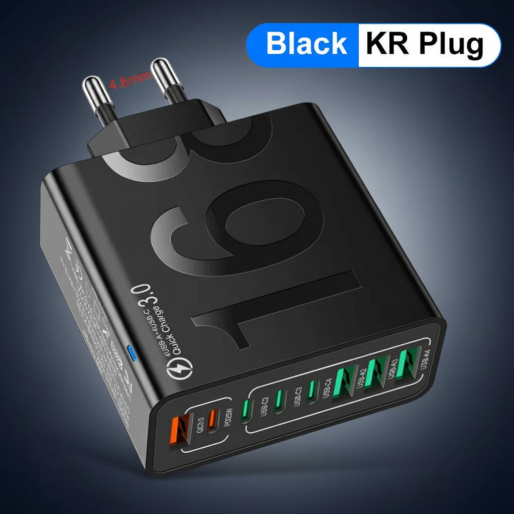 150W Multi Ports USB Charger Fast Charging Wall Adapter for Xiaomi Iphone Samsung Huawei PD Type C Travel Charger EU/US/KR Plug