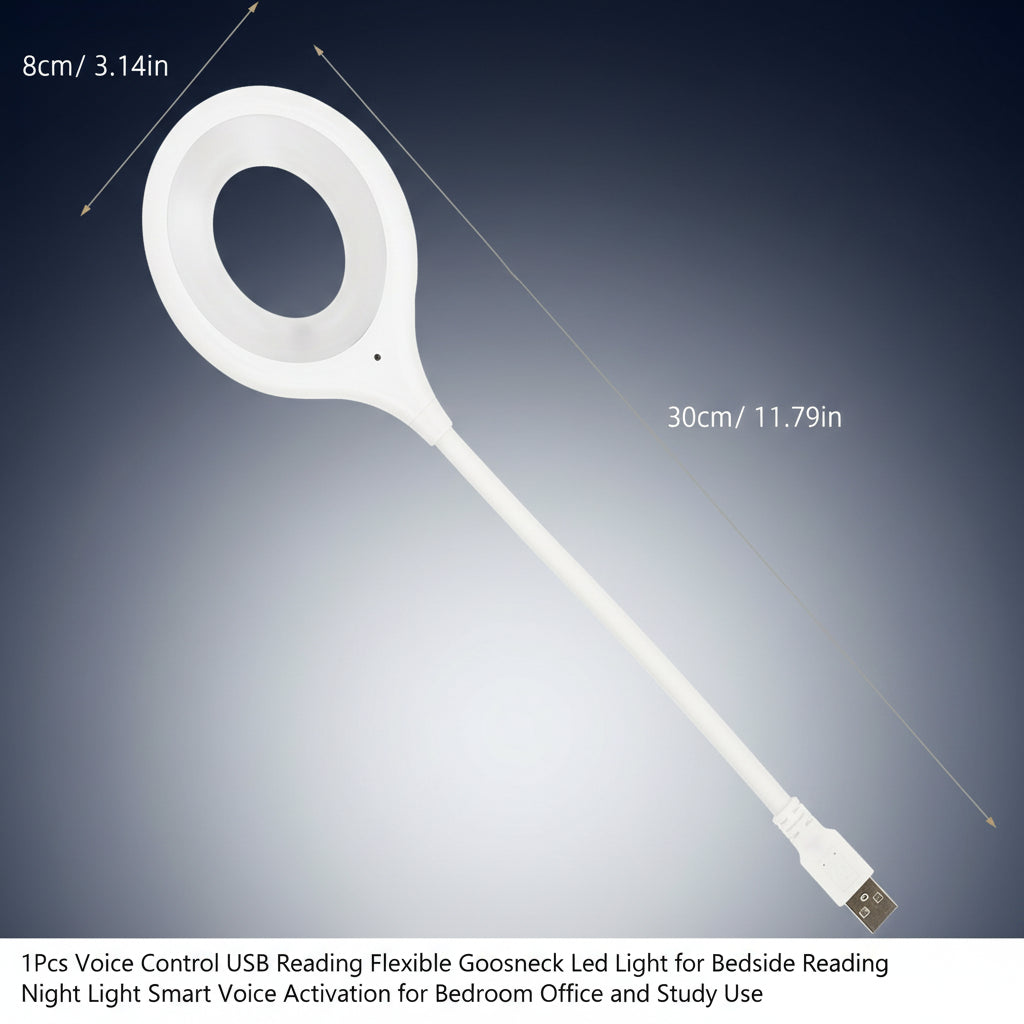 1Pcs Voice Control USB Reading Flexible Gooseneck Led Light for Bedside Reading Soft Night Light Smart Voice Activation for Bedroom Office and Study Use