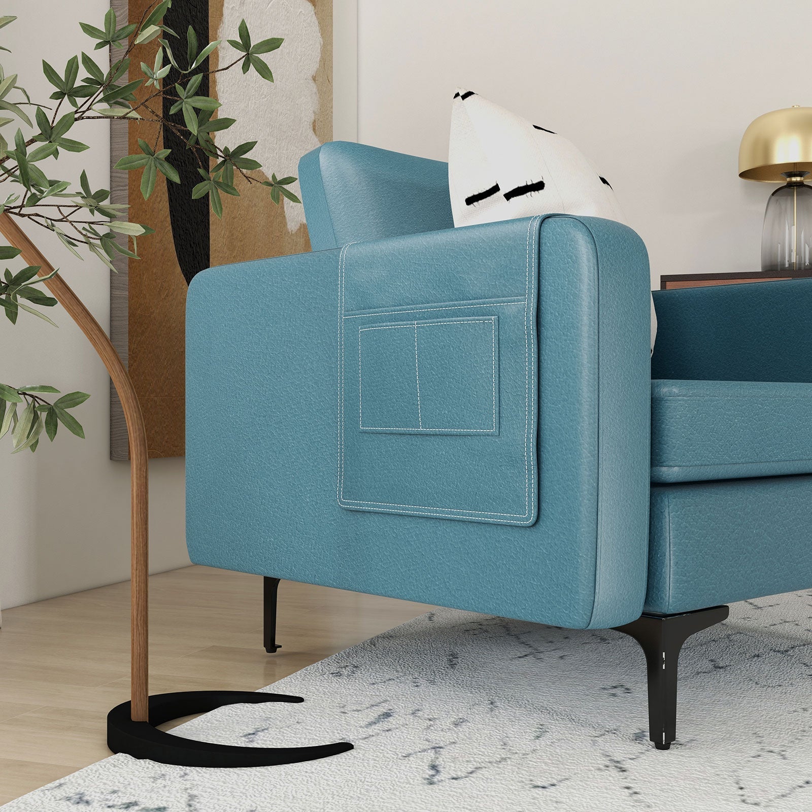 Modern Accent Armchair with Side Storage Pocket