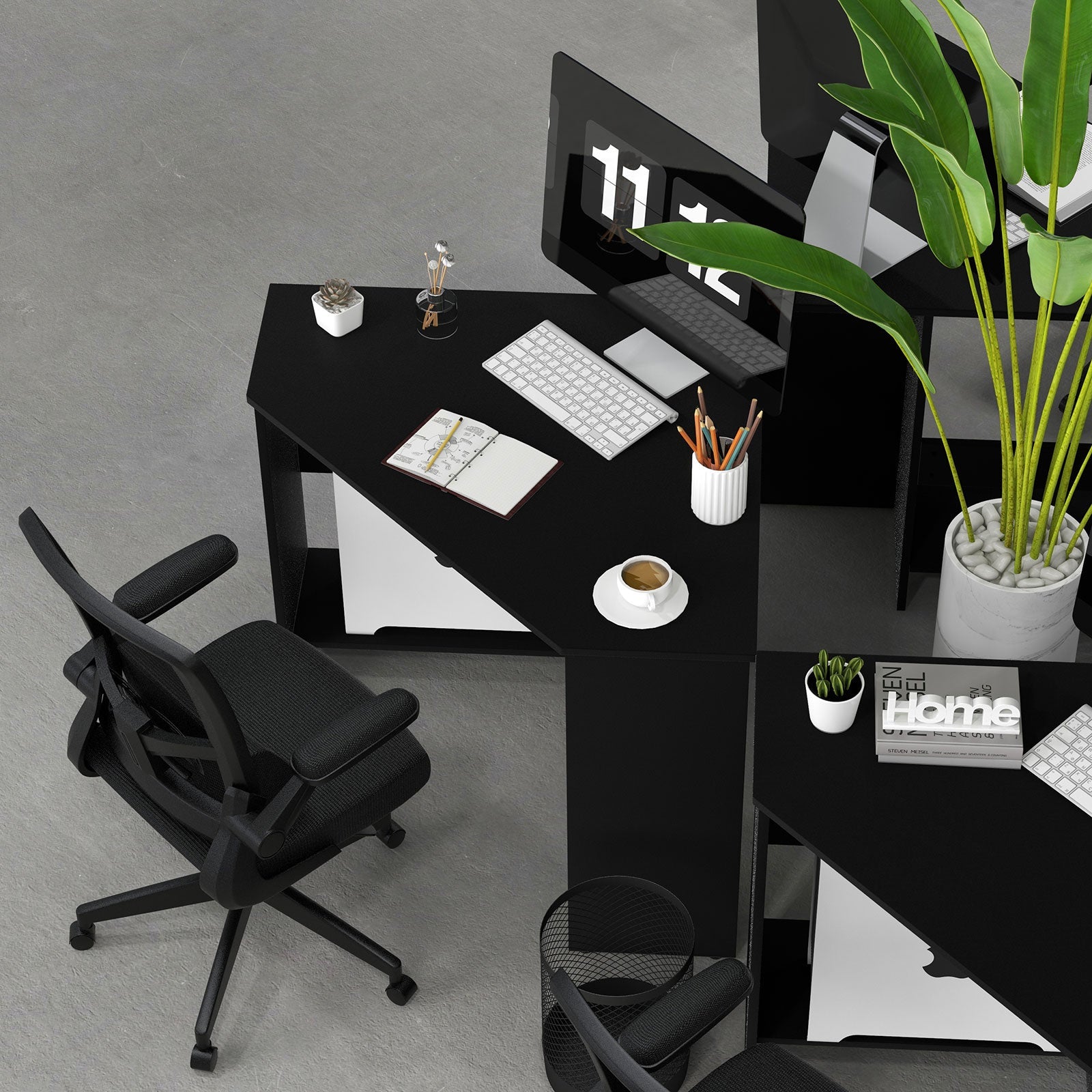 Ergonomic Desk Chair with Lumbar Support and Flip up Armrest-Black