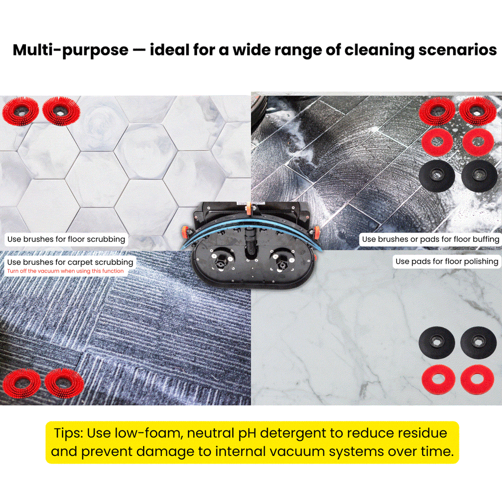 SM430 17" Walk-behind Automatic Floor Scrubber Machine, 360 Degree Rotating Head, 10000 sqft/h, Cordless Rechargeable Lithium Battery