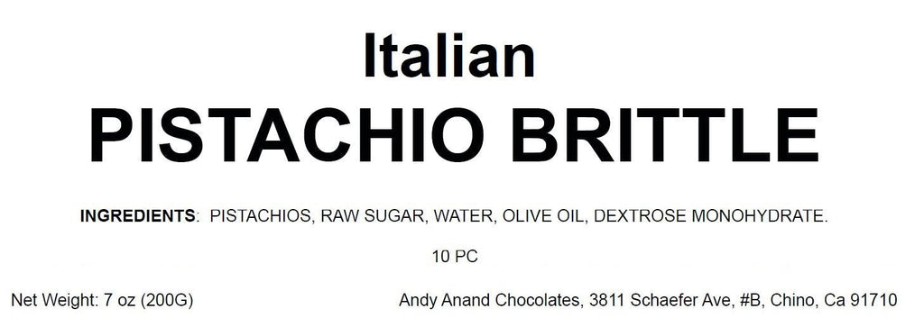 Andy Anand Gluten-Free Italian Pistachio Brittle, 7 oz – Roasted Crunchy Croccante, All-Natural, No Preservatives, Gourmet Snack Gift Box