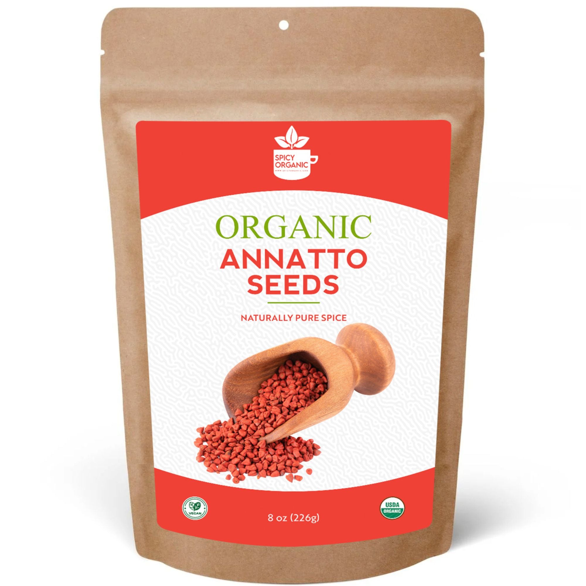 Organic Annatto Seeds- Certified USDA Organic- Achiote Seeds Spice Seasoning for  Rice, Cheese, Sauces, Achiote Paste, Recado Rojo, Meats, Poultry and Fish