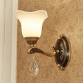 Antique brass crystal drop wall lamp bedroom sconce with e12 e14 base