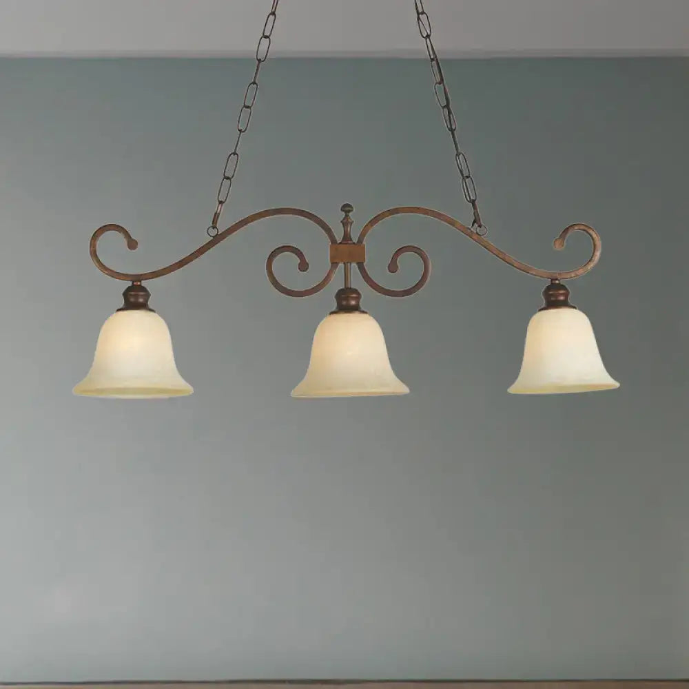 DecorBites™ White Glass Bell Pendant Light - Classic Island Lighting with 3 Lights for Dining Room