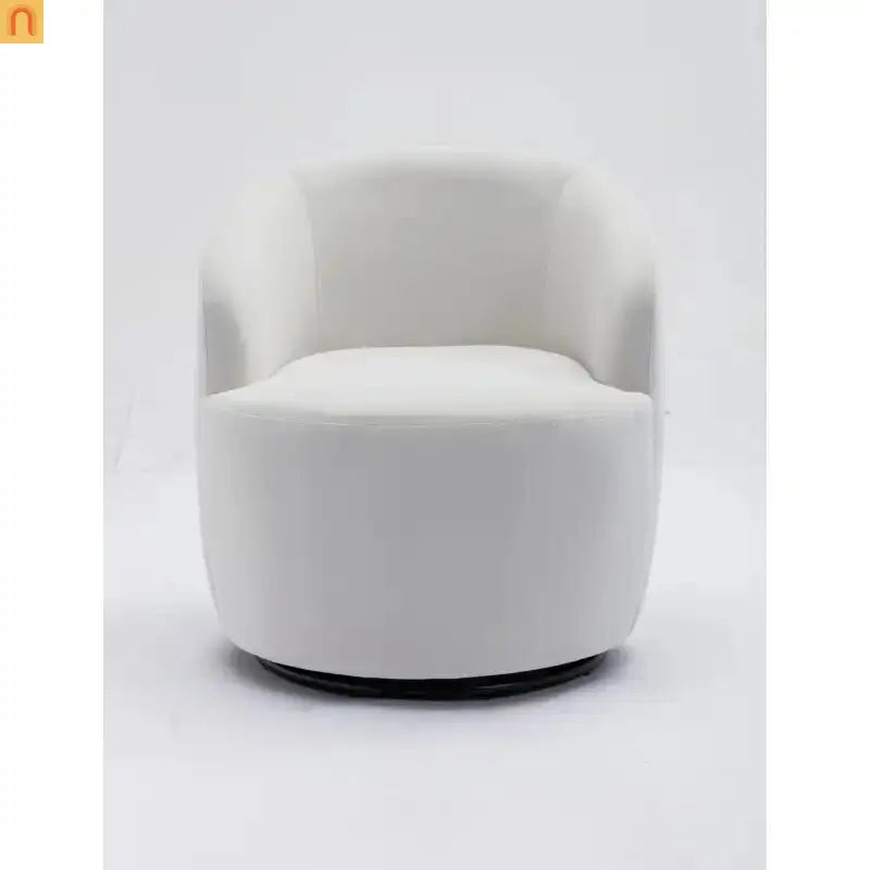 Accent Chair Barrel Swivel Velvet White 360 Degree 250 lb 25in