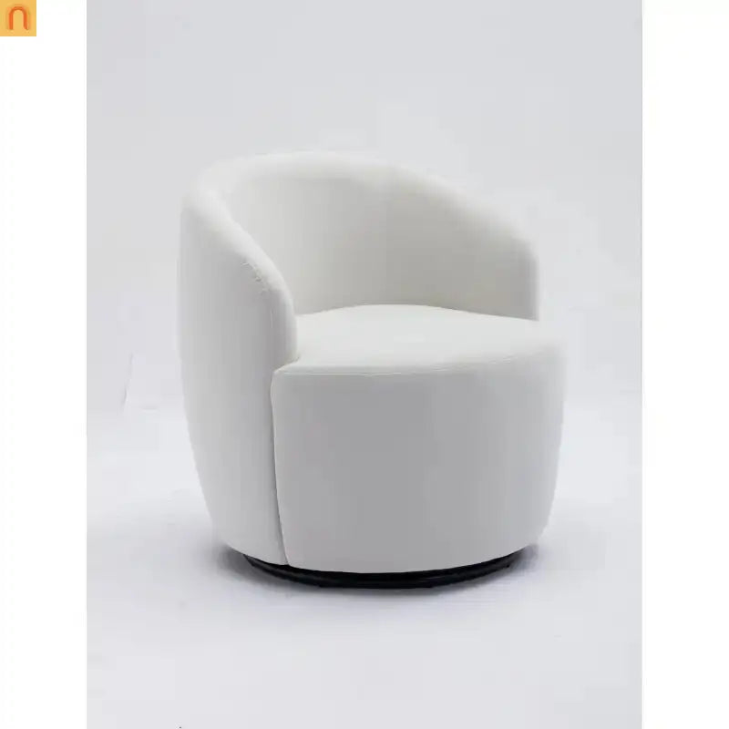 Accent Chair Barrel Swivel Velvet White 360 Degree 250 lb 25in