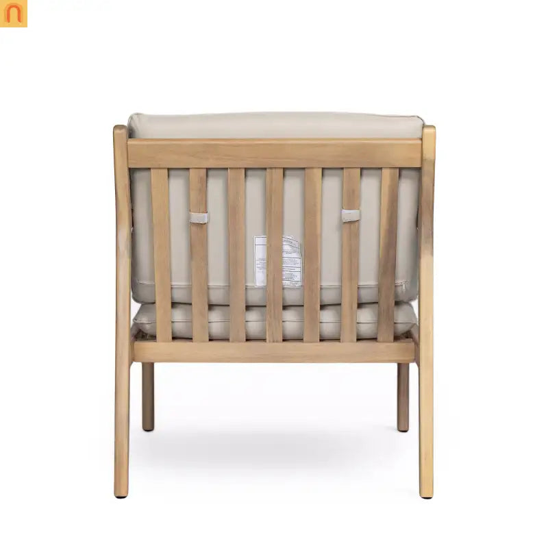 Outdoor Armchair Set Acacia Wood Light Teak Cushion Set of 2