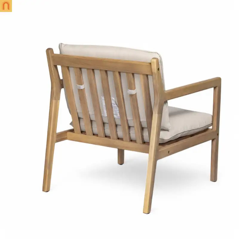 Outdoor Armchair Set Acacia Wood Light Teak Cushion Set of 2
