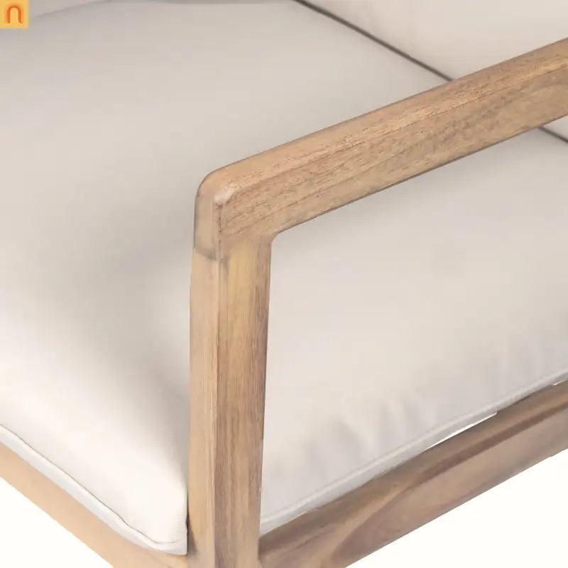 Outdoor Armchair Set Acacia Wood Light Teak Cushion Set of 2