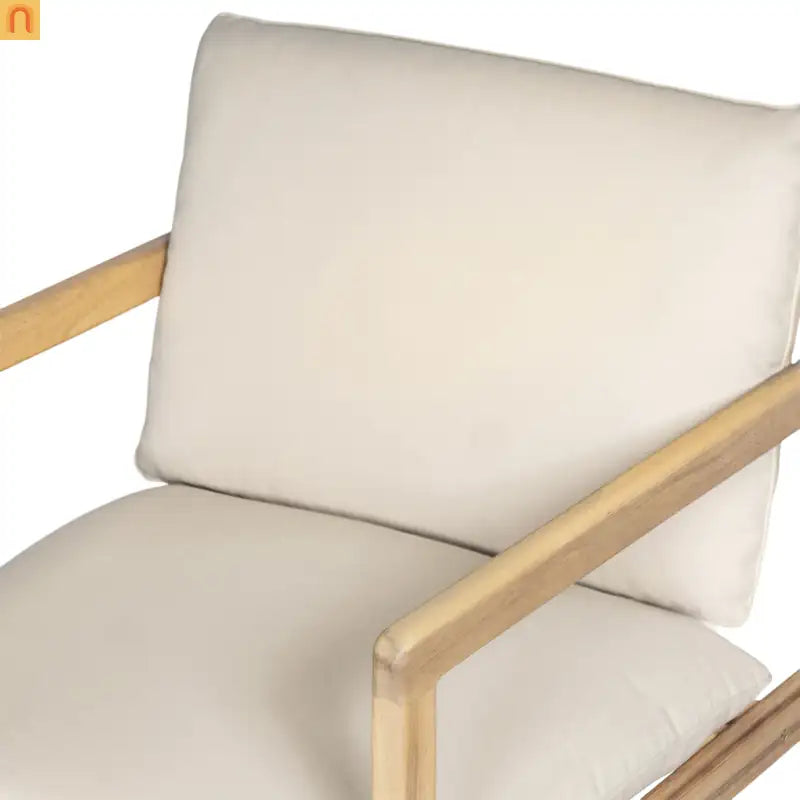 Outdoor Armchair Set Acacia Wood Light Teak Cushion Set of 2