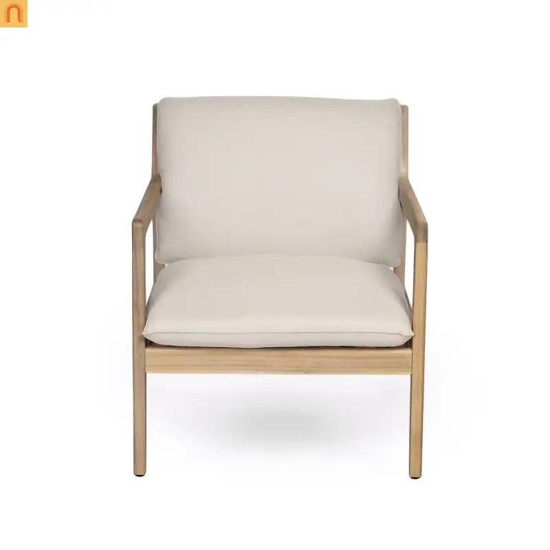 Outdoor Armchair Set Acacia Wood Light Teak Cushion Set of 2
