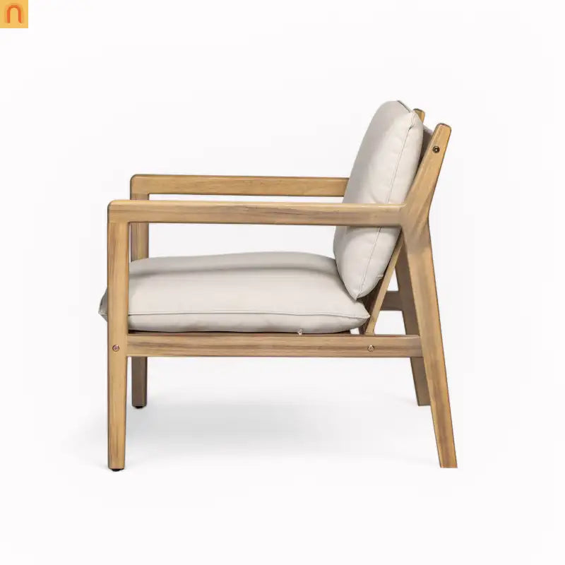 Outdoor Armchair Set Acacia Wood Light Teak Cushion Set of 2