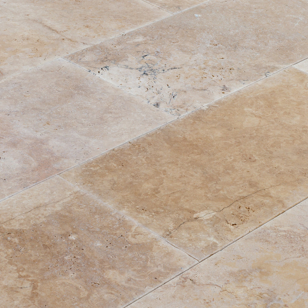 Travertine Beige Tumbled Pavers 18x36 - Rustic Mediterranean Style