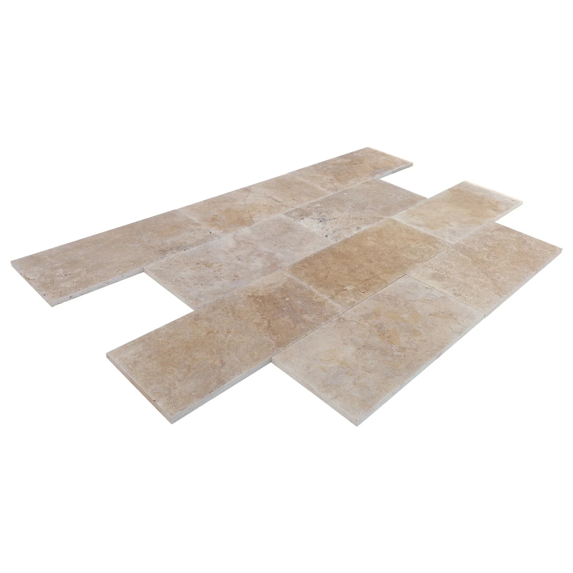 Travertine Beige Tumbled Pavers 18x36 - Rustic Mediterranean Style