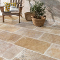 Travertine Beige Tumbled Pavers 18x36 - Rustic Mediterranean Style