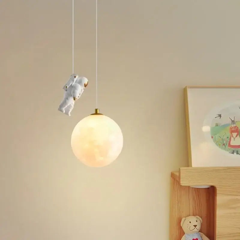 Astronaut moon white and gold led pendant light bedroom