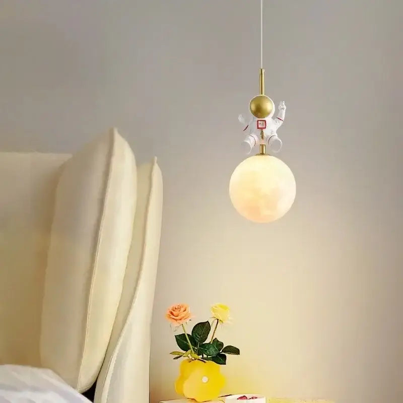 Astronaut moon white and gold led pendant light bedroom