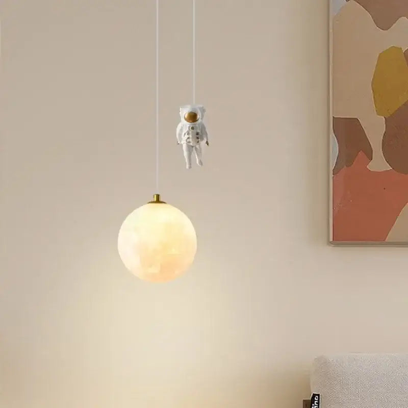Astronaut moon white and gold led pendant light bedroom
