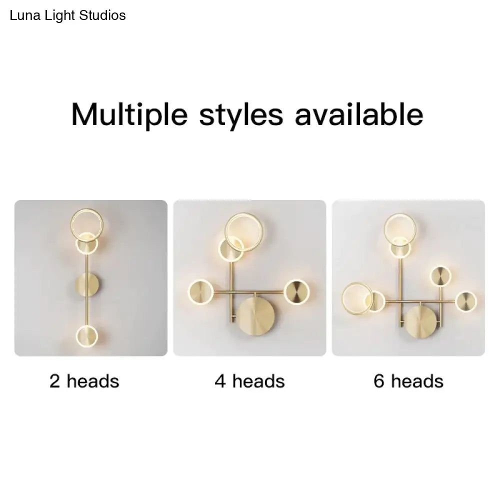 Modern golden geometric led wall lamp for living room