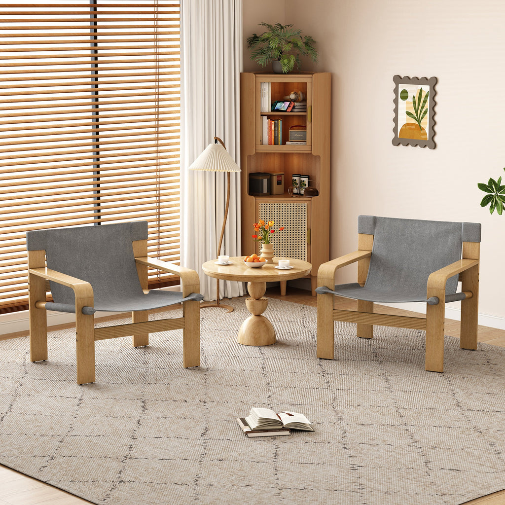 Mid-Century Accent Chair Dark Gray Linen 30x25x30