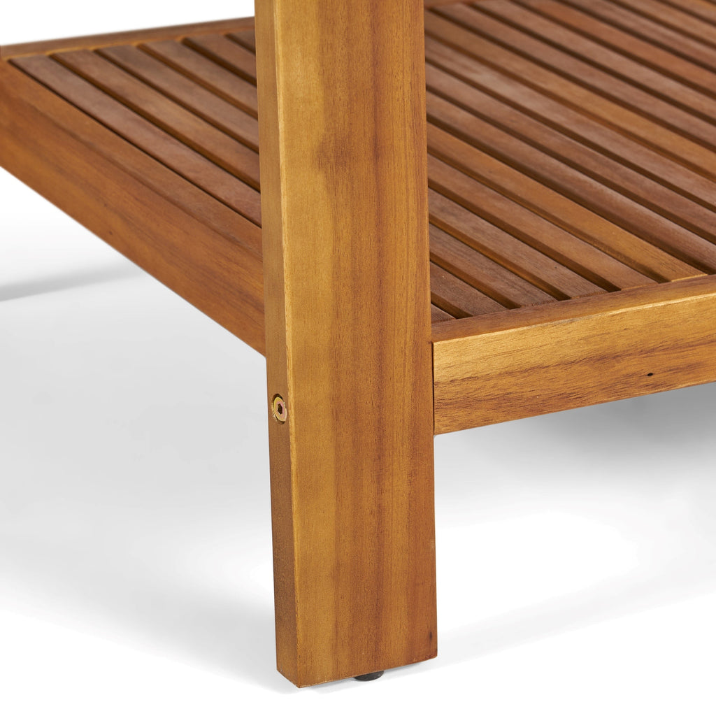 Outdoor Conversation Set Acacia Wood Teak Beige Cushion 2 Piece