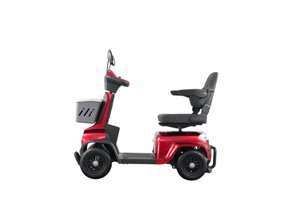 Mobility Scooter 4-Wheel Heavy Duty Red 300 LB 37 Mile Range USB 350W