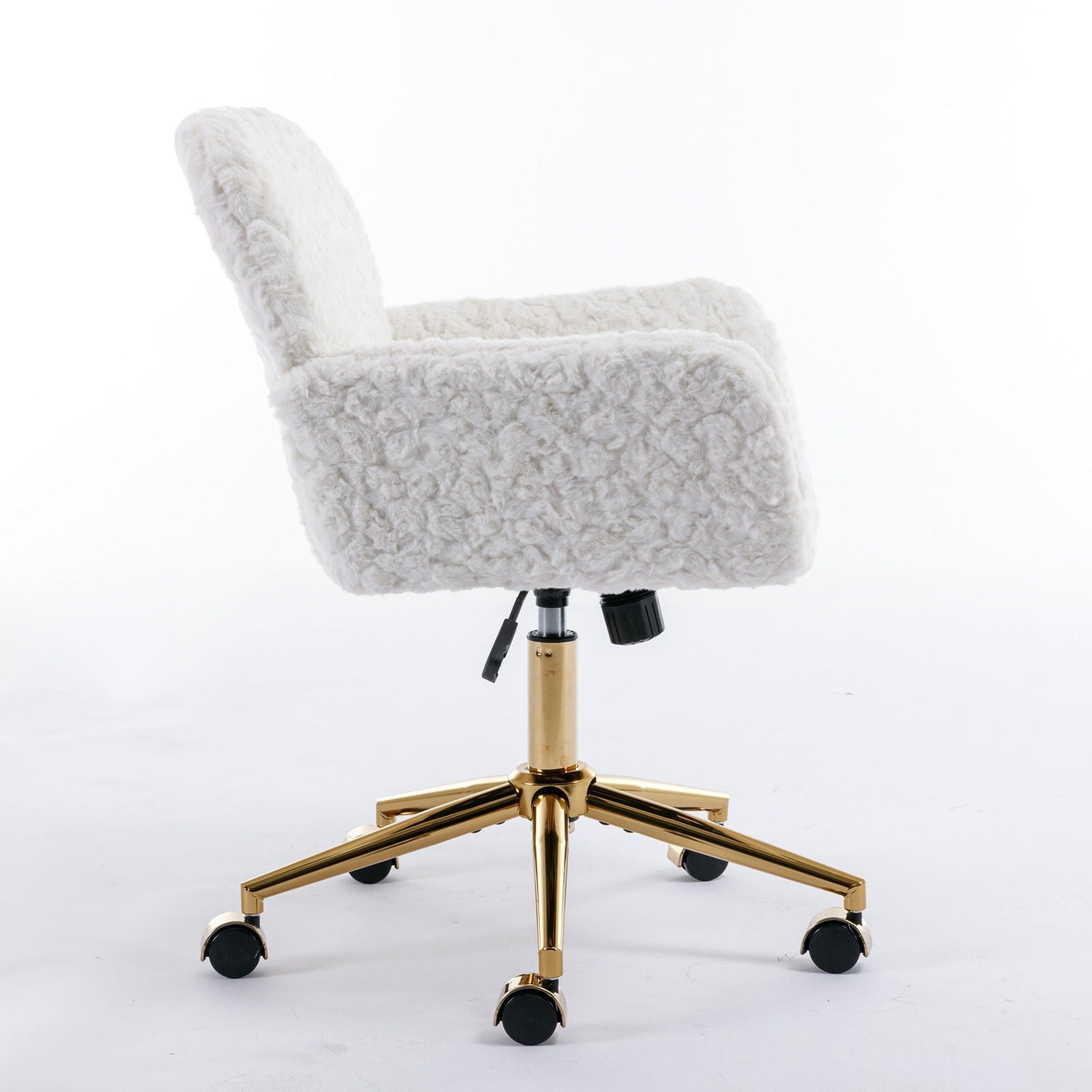 Office Chair, Artificial Rabbit Hair Home Office Chair With Metal Base, Adjustable Desk Chair Swivel Office Chair, Vanity Chair