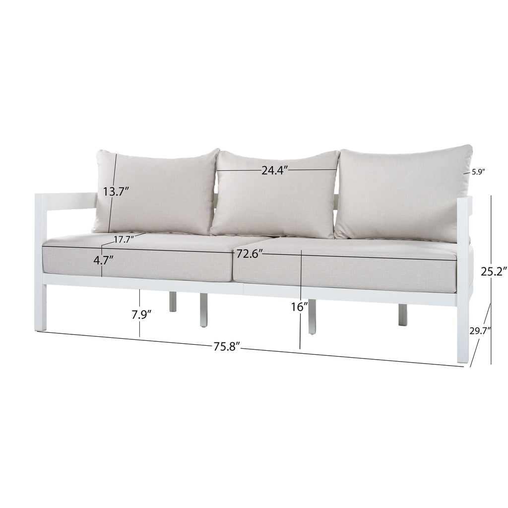 Outdoor Conversation Set Aluminum White Curved 5 Piece Seats 7
