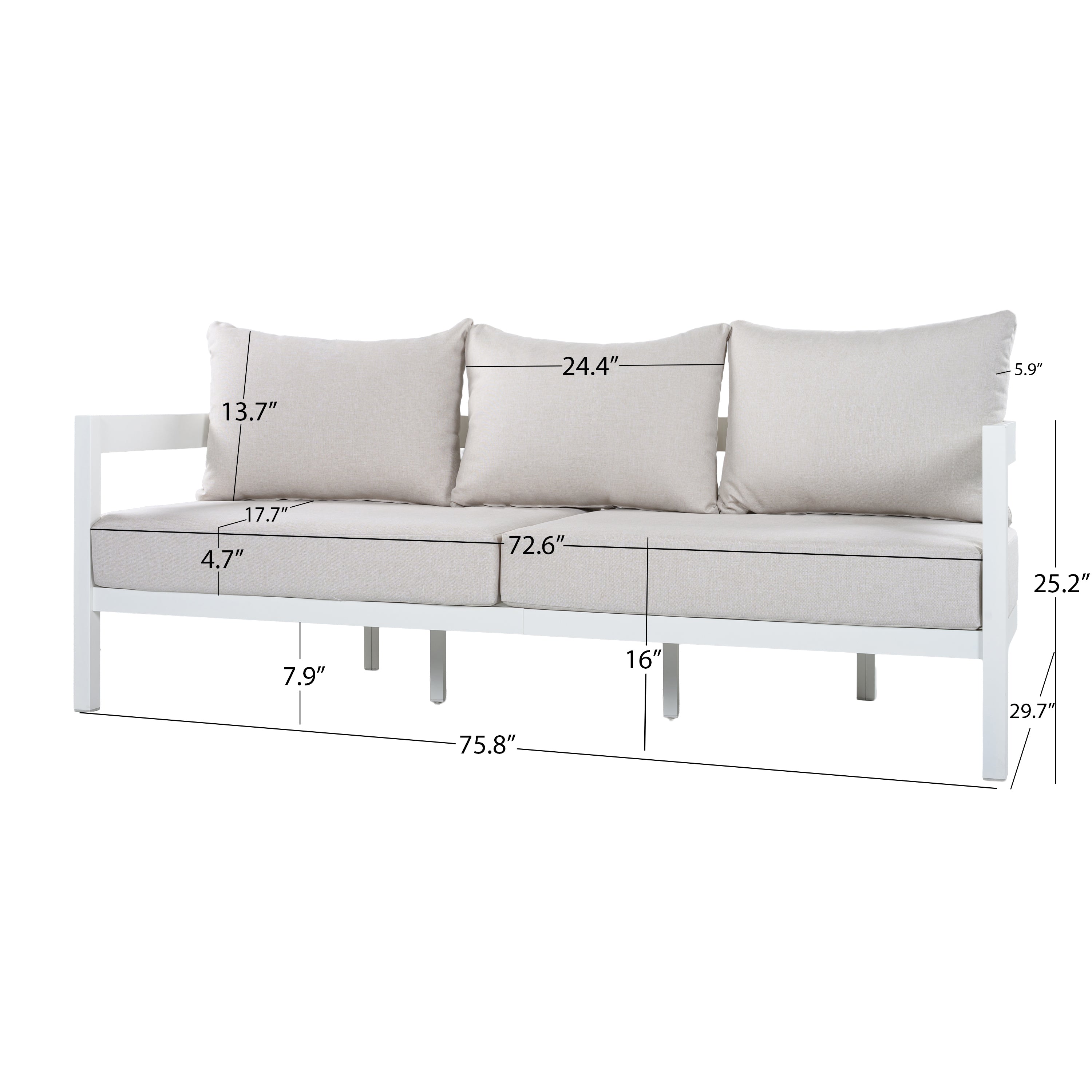 Outdoor Conversation Set Aluminum White Curved 5 Piece Seats 7