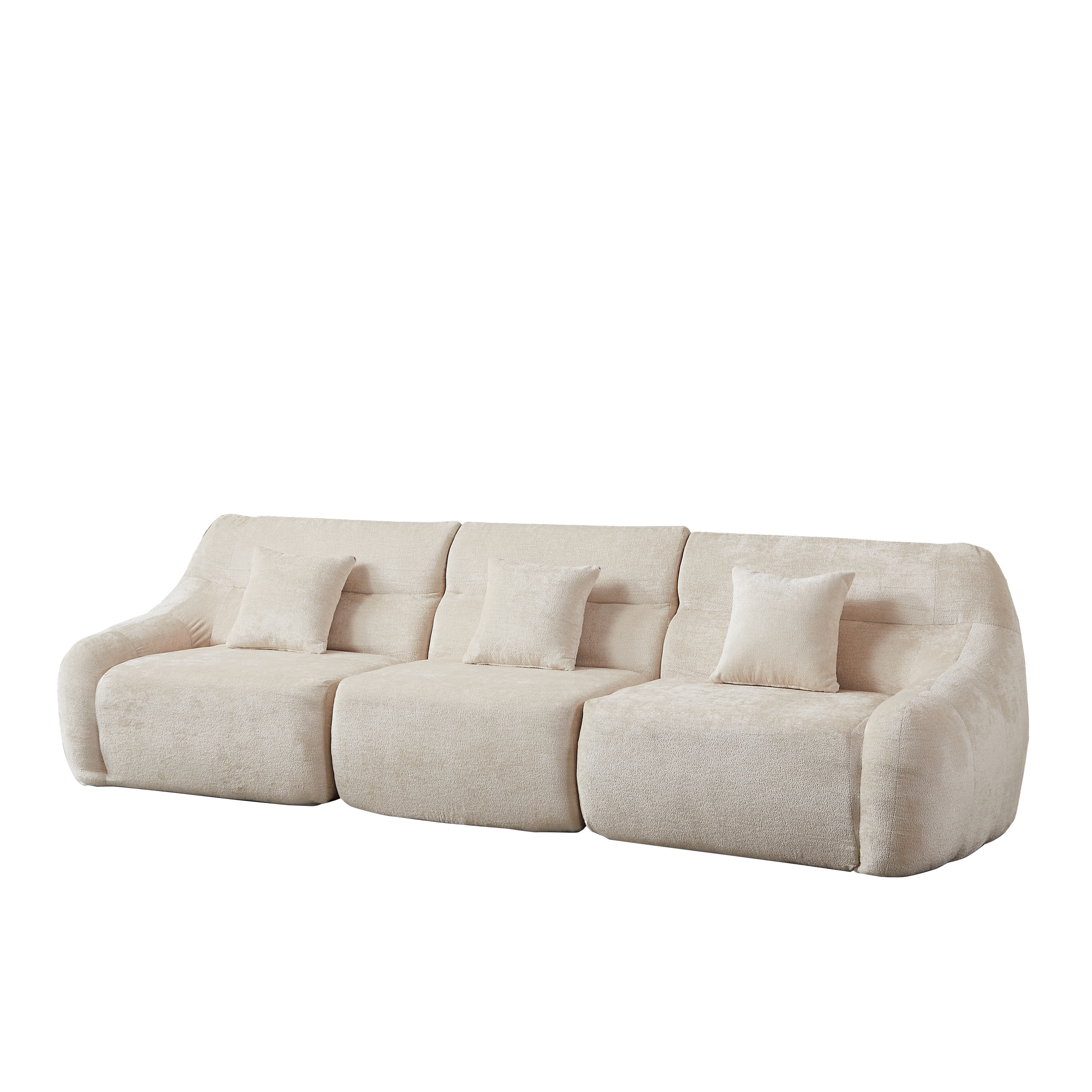 Sectional Sofa Curved Modular Chenille Beige 4 Seat 900 LB No Assembly