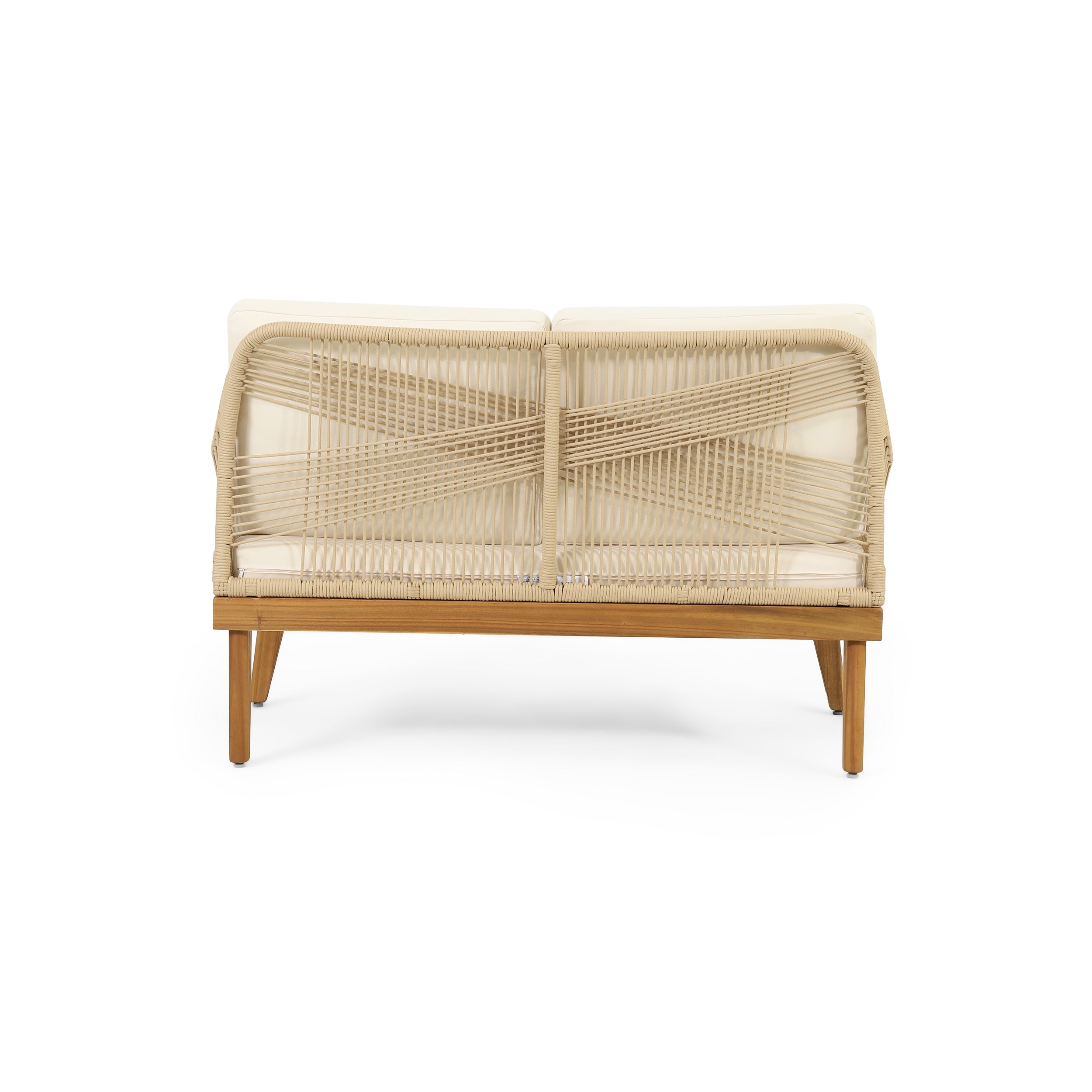 Outdoor Chat Set Acacia Wood Rope Teak Cushions 4 Piece Seats 4