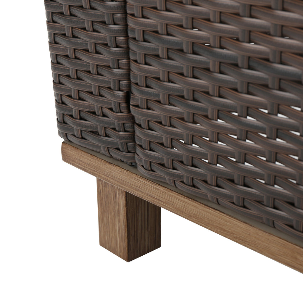 Club Chair PE Rattan Iron Brown Modern Outdoor