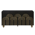 Modern Fluted Sideboard Buffet With Storage, Curve Element, 4 Doors With Adjustable Shelves