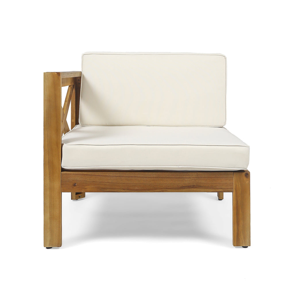 Outdoor Sectional Set Acacia Wood Beige 5 Piece L Shape Seats 4