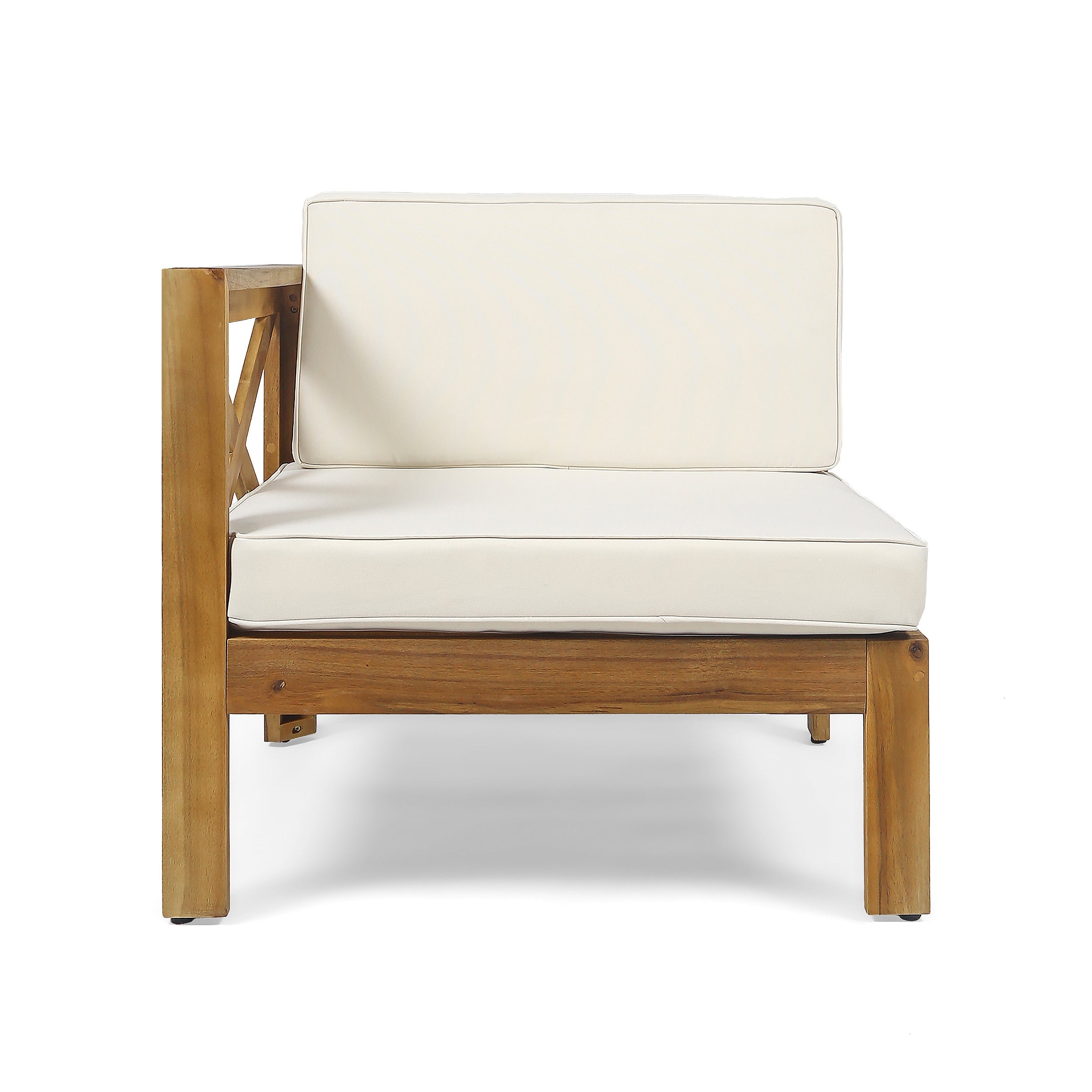 Outdoor Sectional Set Acacia Wood Beige 5 Piece L Shape Seats 4