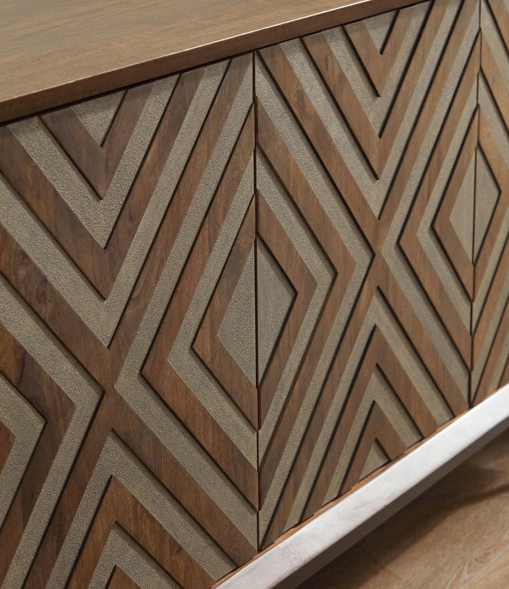 Dreggan - Accent Cabinet - Brown / Gold Finish