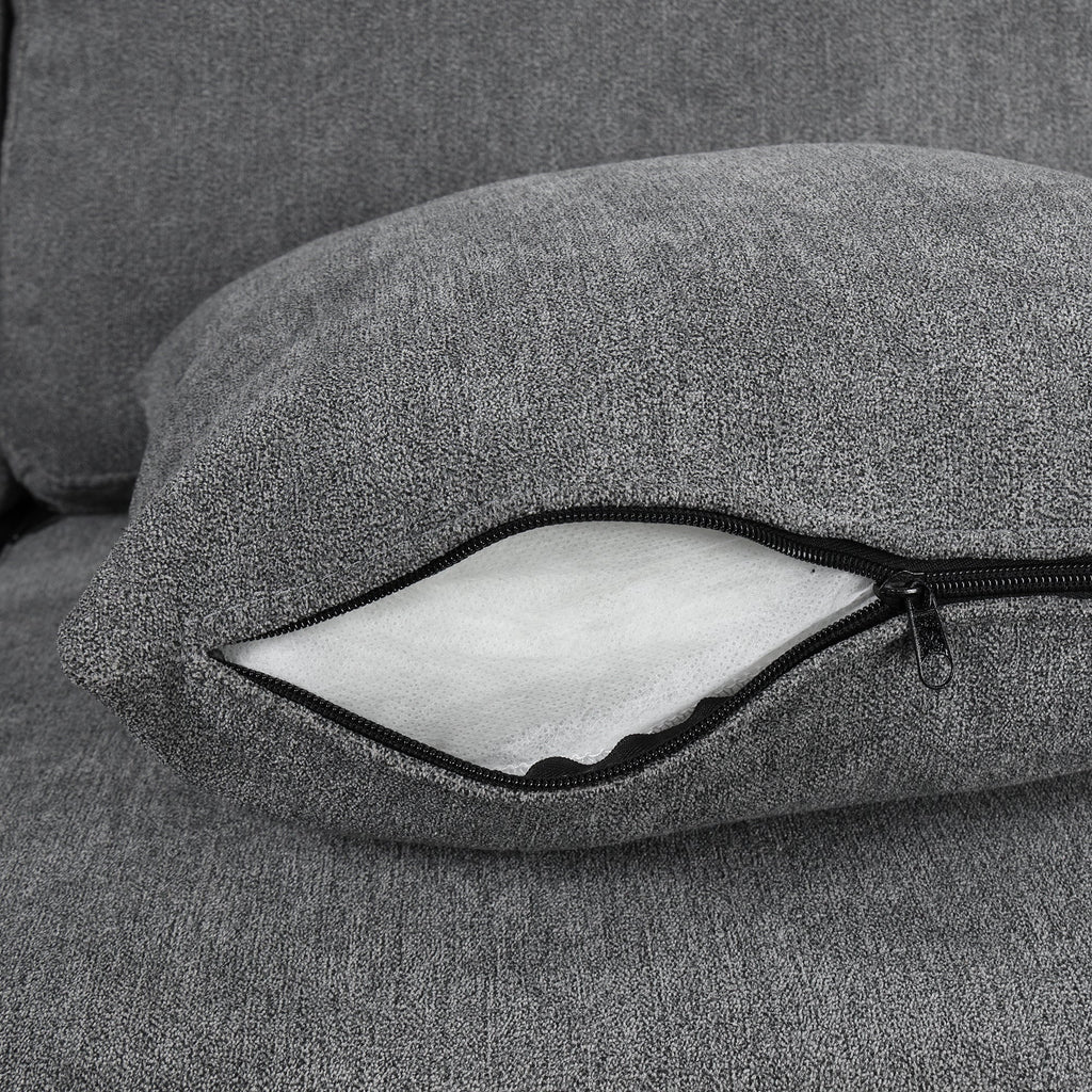 Sectional Sofa U-Shape Chenille Gray 5 Seat USB Ports Pull-Out 109 In
