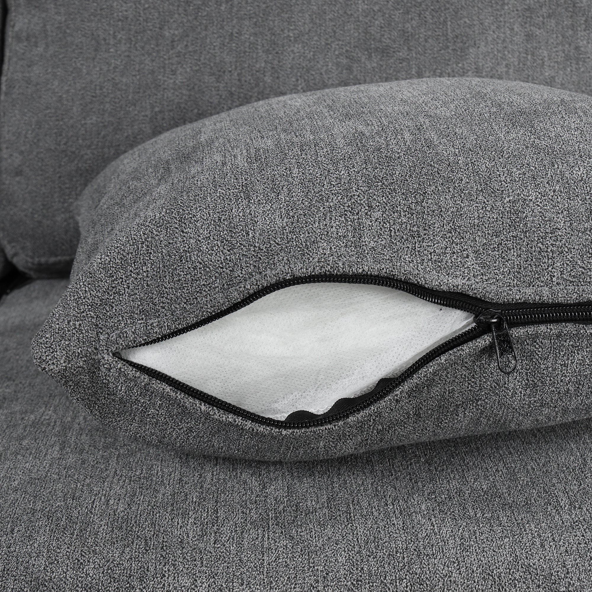 Sectional Sofa U-Shape Chenille Gray 5 Seat USB Ports Pull-Out 109 In