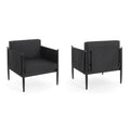 Dawson Outdoor Patio 2pcs Black Aluminum Club Chair Set with Water-Resistant
