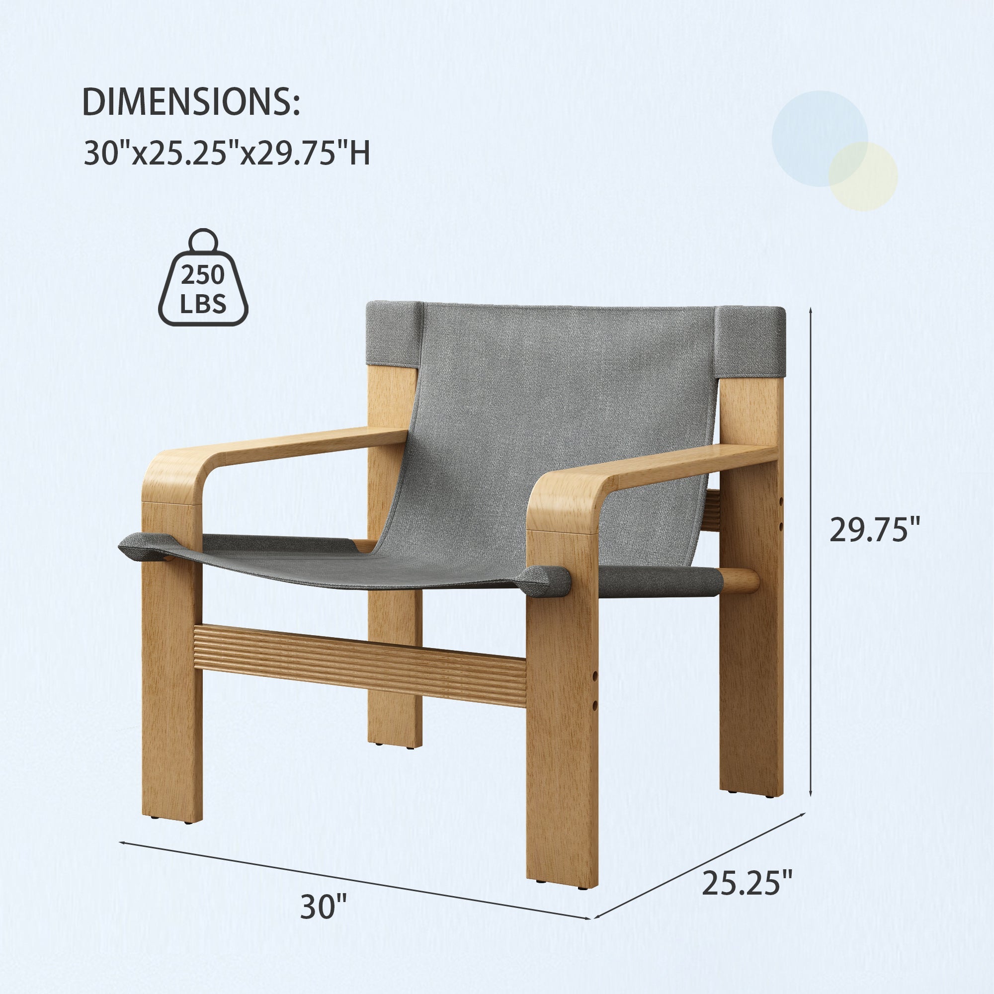 Mid-Century Accent Chair Dark Gray Linen 30x25x30