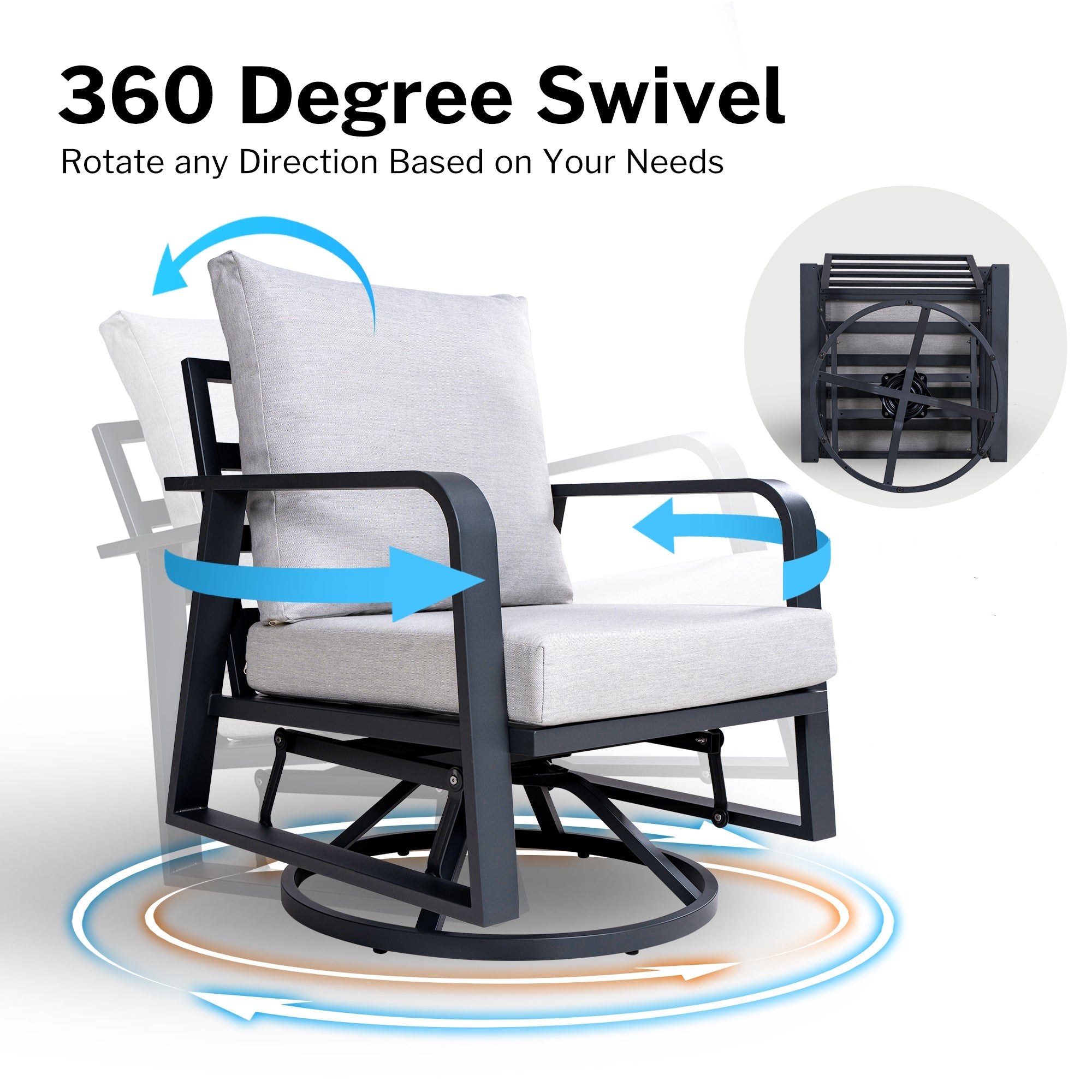Outdoor Swivel Chair Aluminum Dark Gray Set of 2