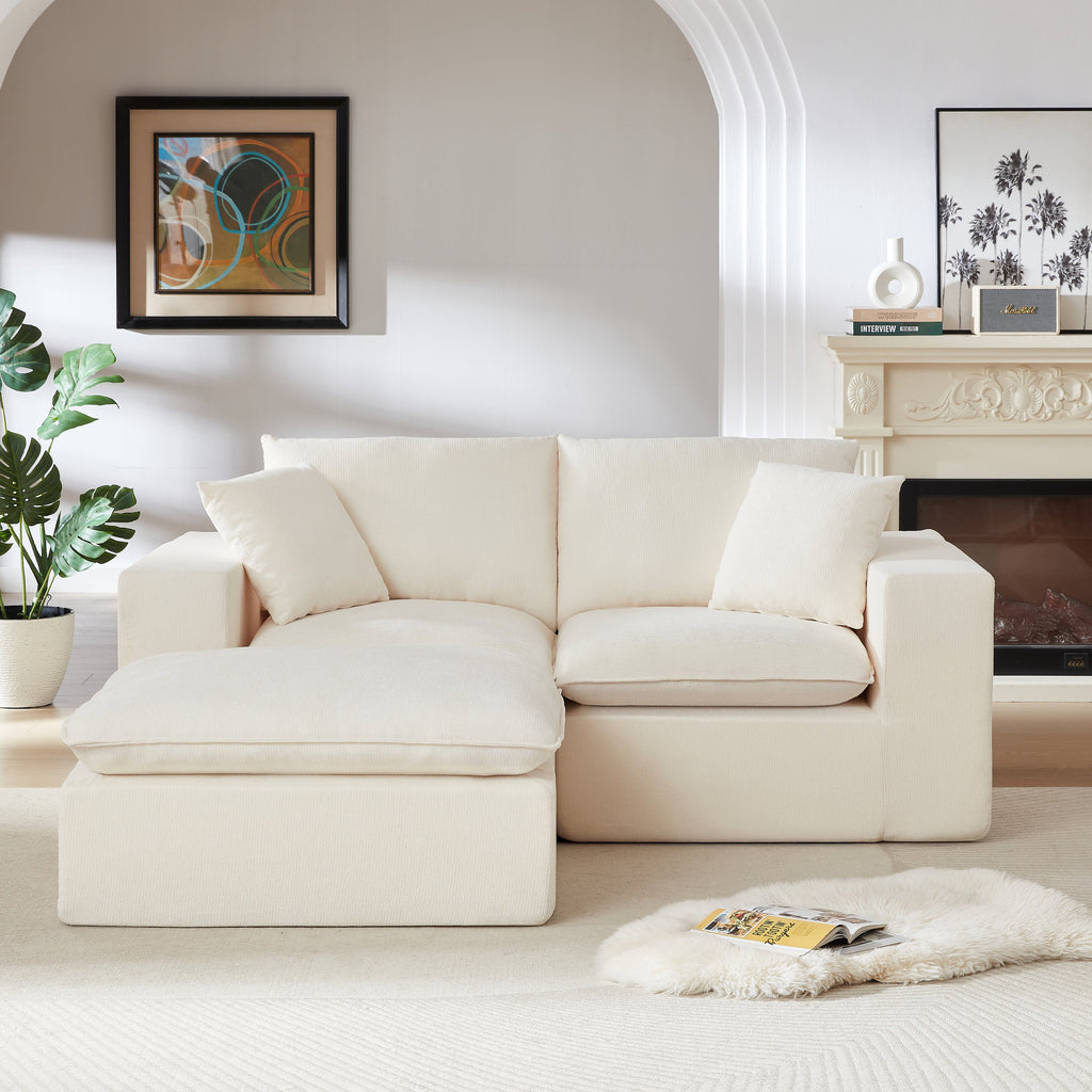 Sofa Cloud Modular Chenille White 2 Seat 79 In Sponge Particle Fill