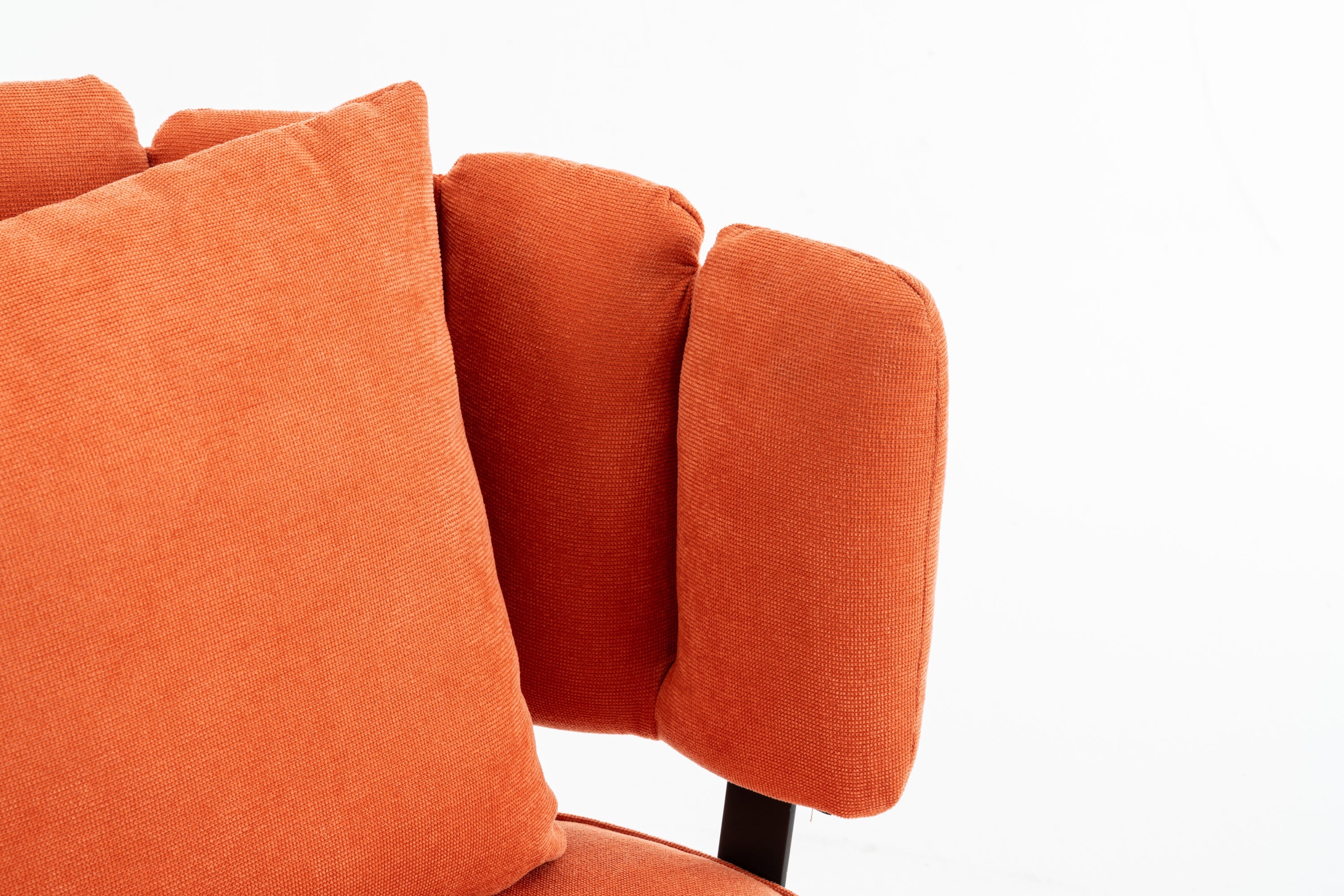 Accent Chair Barrel Armless Chenille Orange Pocket Coil Curved Arms 300 LB