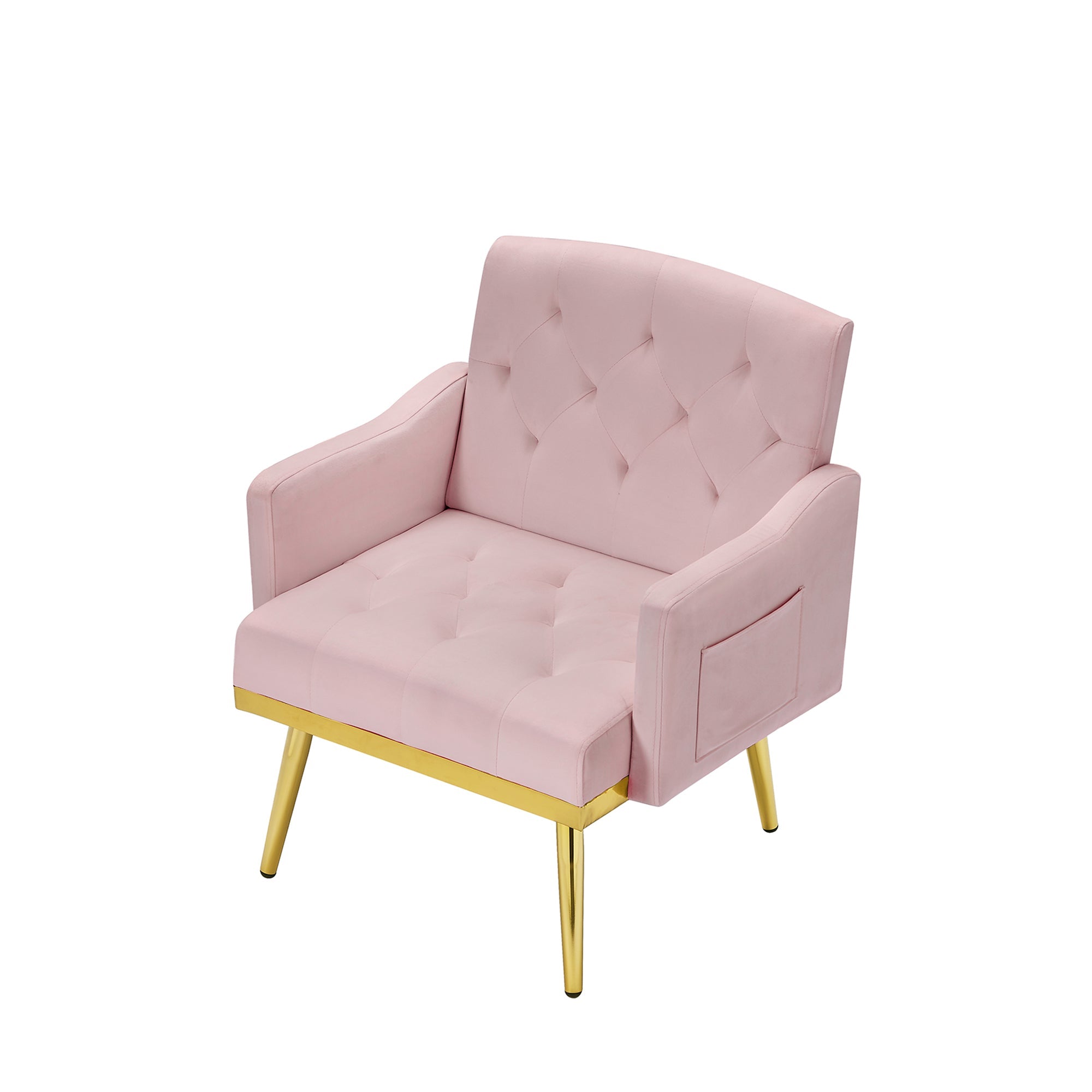 Accent Chair Modern Velvet Pink Gold Metal Legs Tufted Back 29x28x34 In