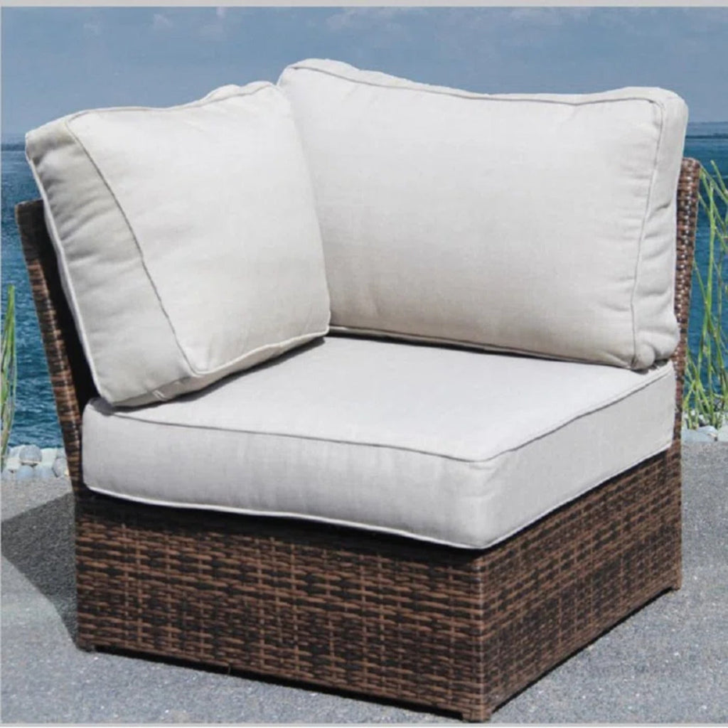 Outdoor Corner Wedge Chair Wicker Espresso Coastal with Cushion