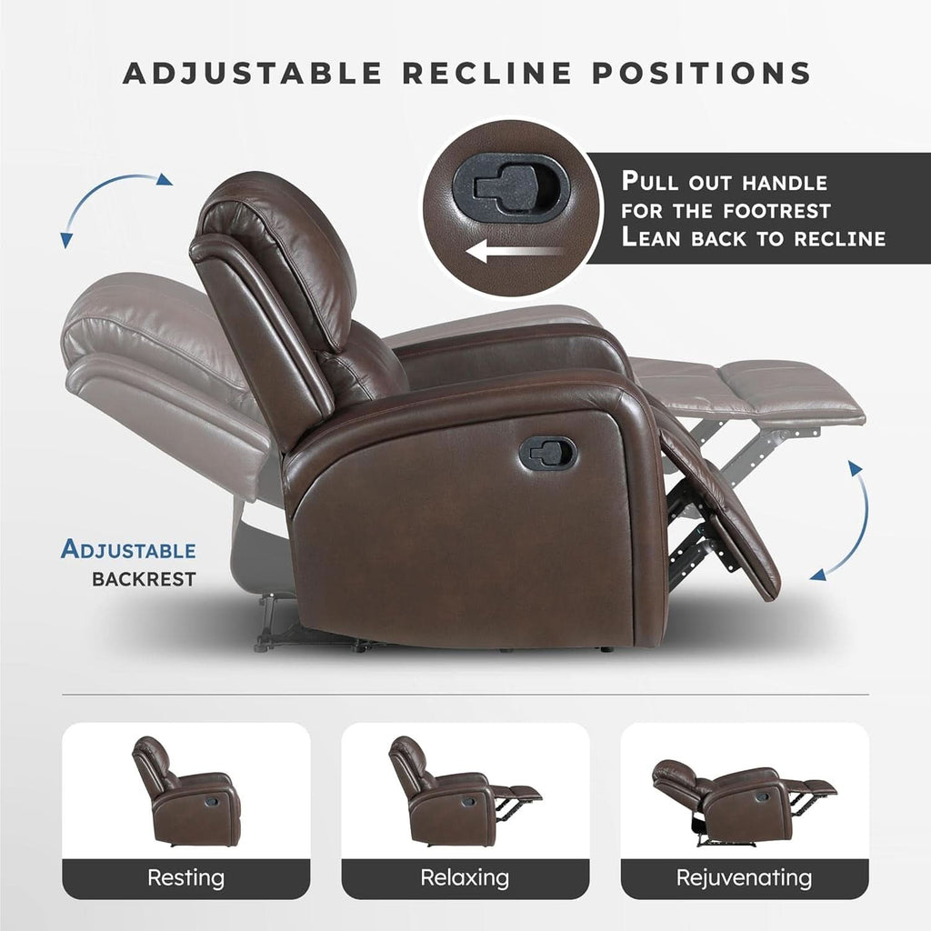 Manual Double Recliner Sofa Brown Leather Match Wall Hugger