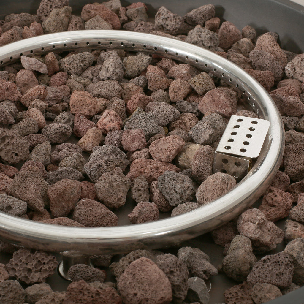 Modern Outdoor 50000 BTU Round MgO Concrete Propane Fire Pit, Light Grey